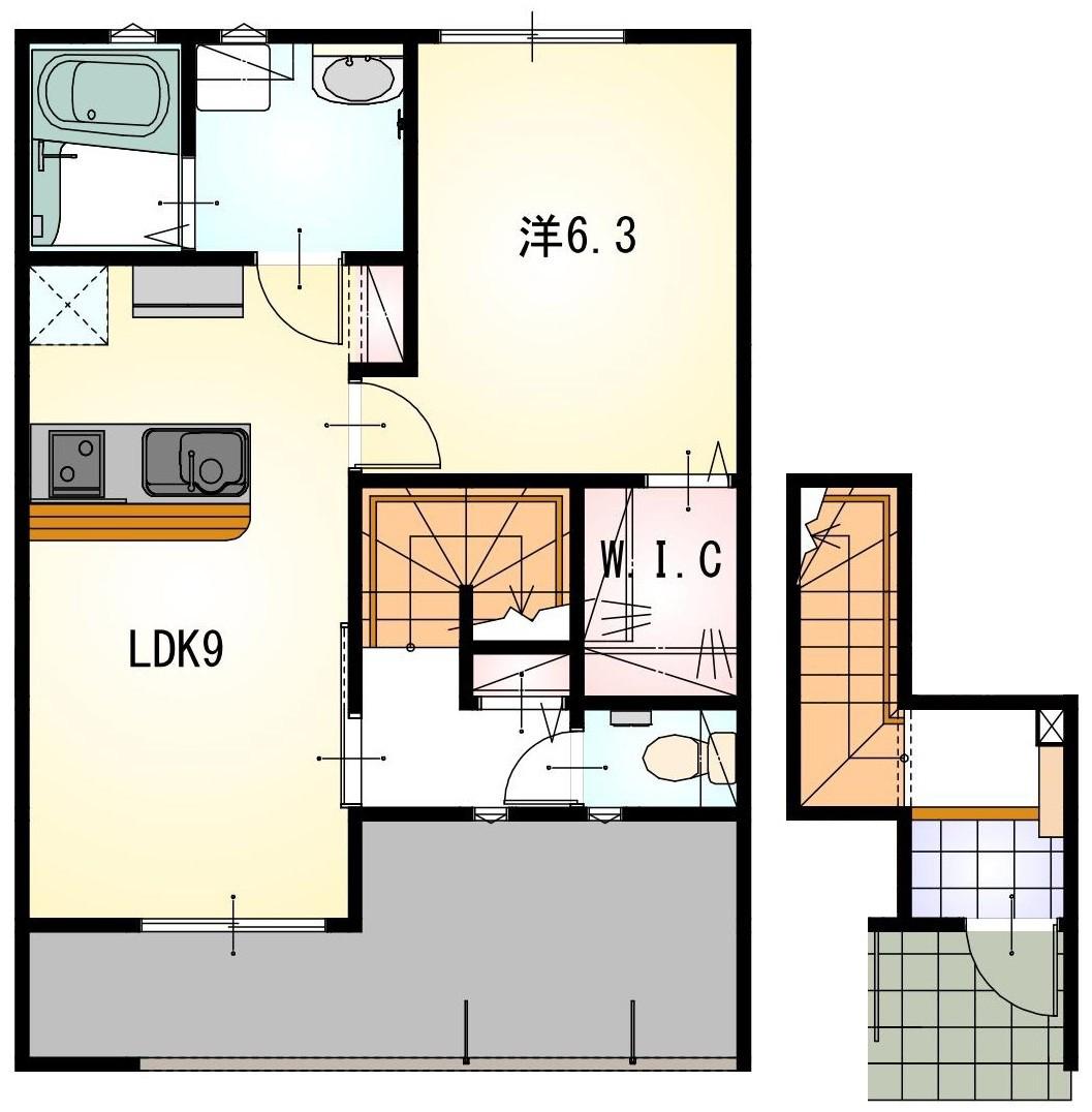 LOTUS西横地(1LDK/1階)の間取り写真