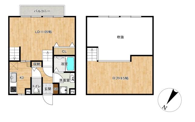 PLATINUM横尾(1K/1階)の間取り写真