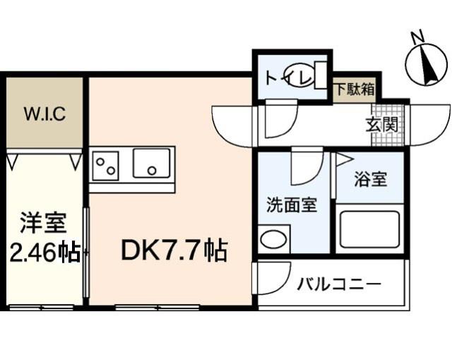 セブンプロート五日市リバーサイドII(1DK/1階)の間取り写真