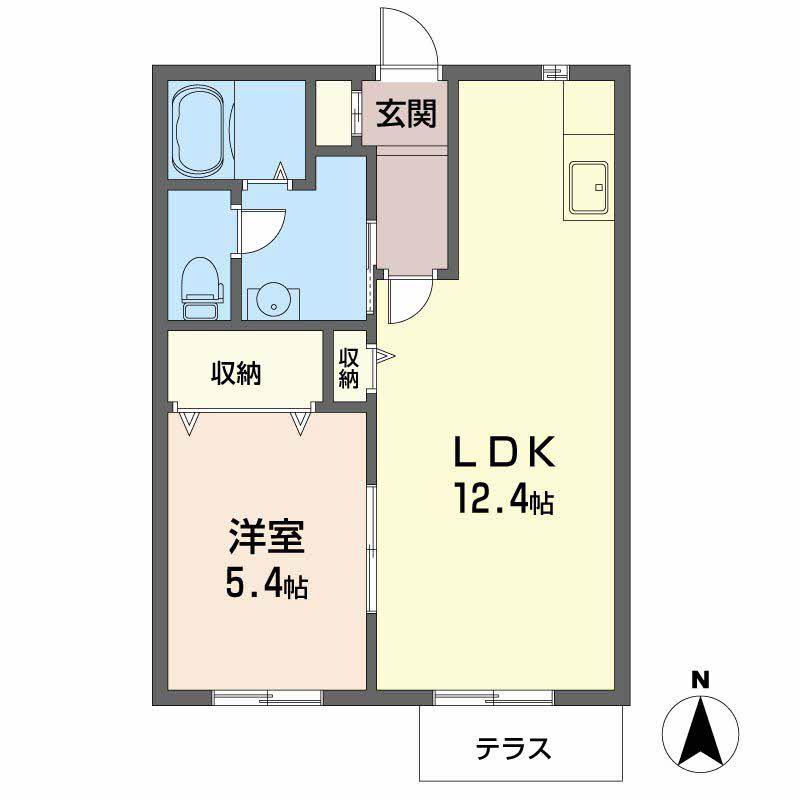ラフィナートA(1LDK/1階)の間取り写真