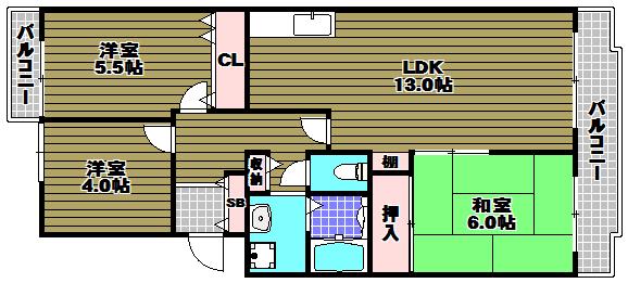 エミネンス立矢(3LDK/4階)の間取り写真