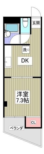 コーポ岩本(1DK/3階)の間取り写真