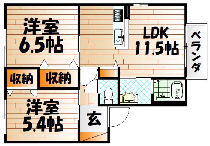 ソレイユ霧ヶ峰(2LDK/1階)の間取り写真