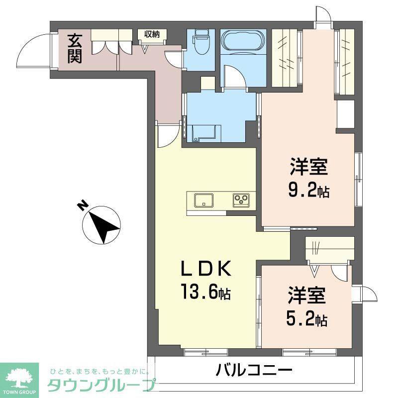 フェリシード野沢(2LDK/1階)の間取り写真