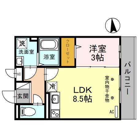 ハナミズキ(1LDK/3階)の間取り写真