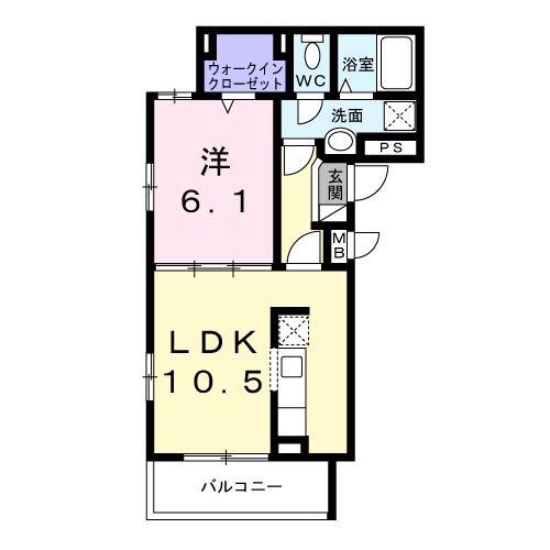 グローブレジデンスII(1LDK/2階)の間取り写真
