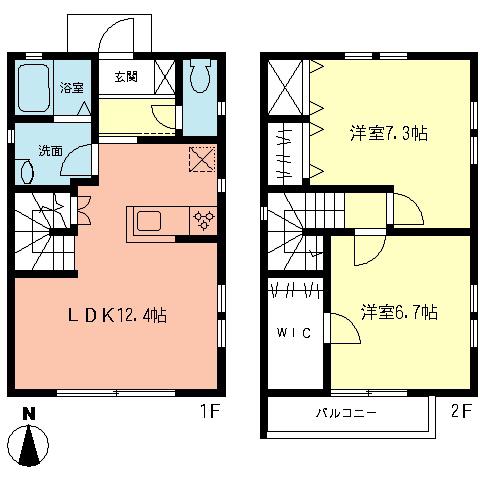 リヴェール白鳥(2LDK/1階)の間取り写真