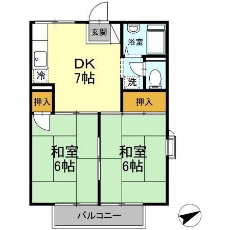 コーポ・シーマ(2DK/2階)の間取り写真