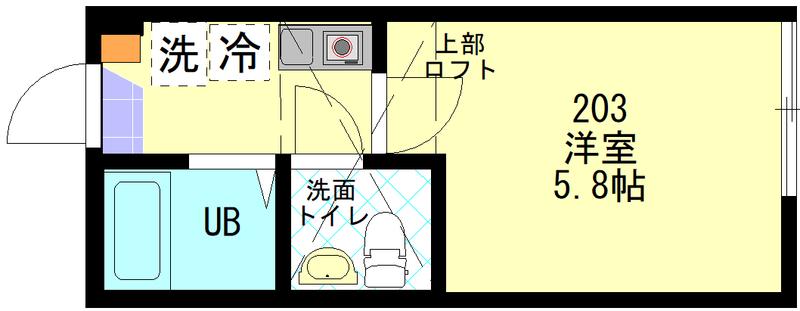 武蔵新城46エーピー(1K/2階)の間取り写真