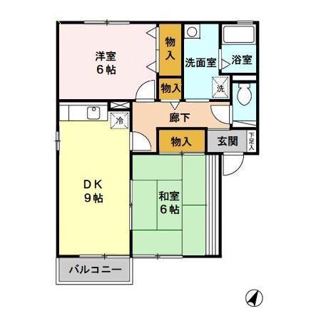 サニーパークハイツ(2LDK/2階)の間取り写真