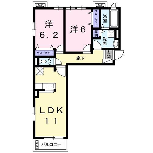 サンノーヴァ(2LDK/2階)の間取り写真