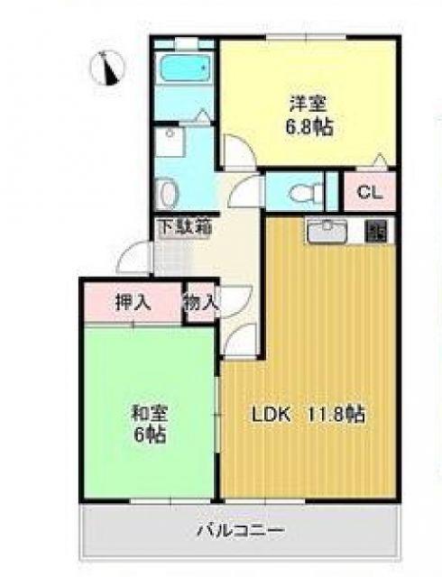 フォブール東山崎B(2LDK/2階)の間取り写真