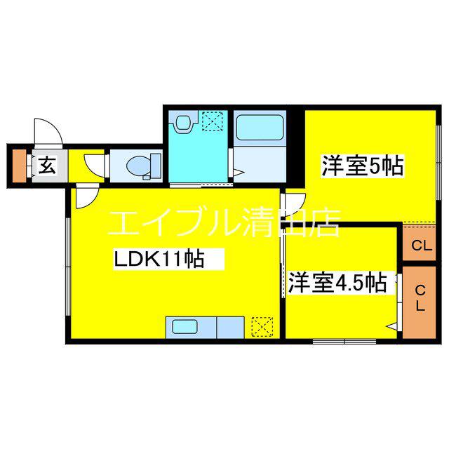 小原ハイツ(2LDK/2階)の間取り写真