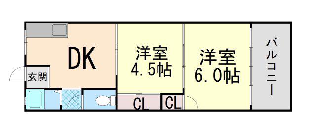 エルパラッツォ本山南(2DK/3階)の間取り写真