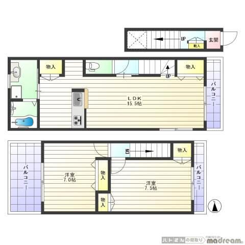 BELLE NEIGE(2LDK/1階)の間取り写真