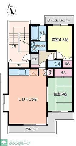 アクリベール有馬(2LDK/3階)の間取り写真