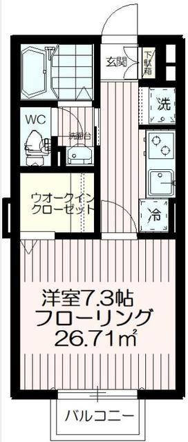 エスパシオ(1K/1階)の間取り写真