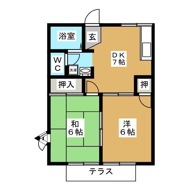 コーポ後田A(2DK/1階)の間取り写真