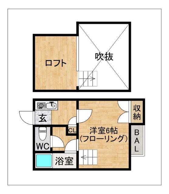 シティハイム光丘C(1K/1階)の間取り写真