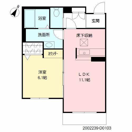 ヴィラウィステリア門司 D棟(1LDK/1階)の間取り写真