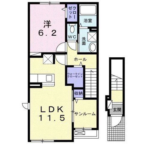 エスティタート ブリランテ(1LDK/2階)の間取り写真