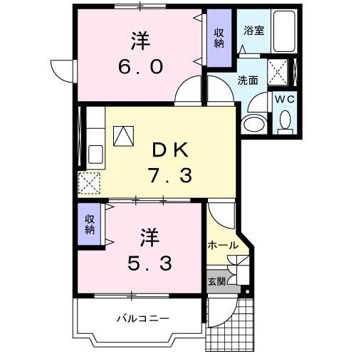 ラフィネTI(2DK/1階)の間取り写真