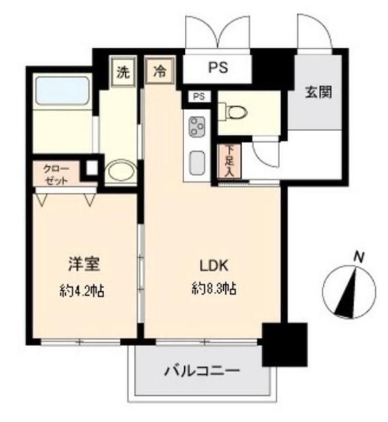 KDXレジデンス一番町(1LDK/5階)の間取り写真