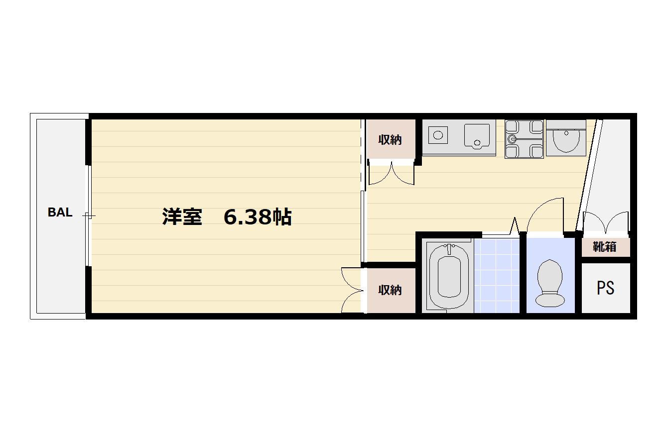 スタンドアップ柏原(1K/2階)の間取り写真