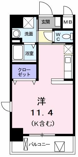 レイペーラ(ワンルーム/2階)の間取り写真