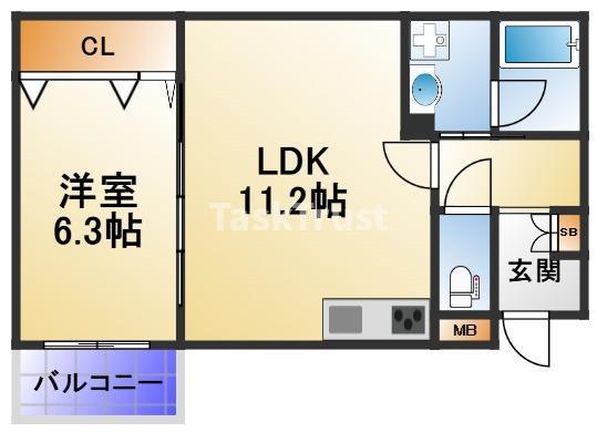 RIHITO鶴見(1LDK/2階)の間取り写真