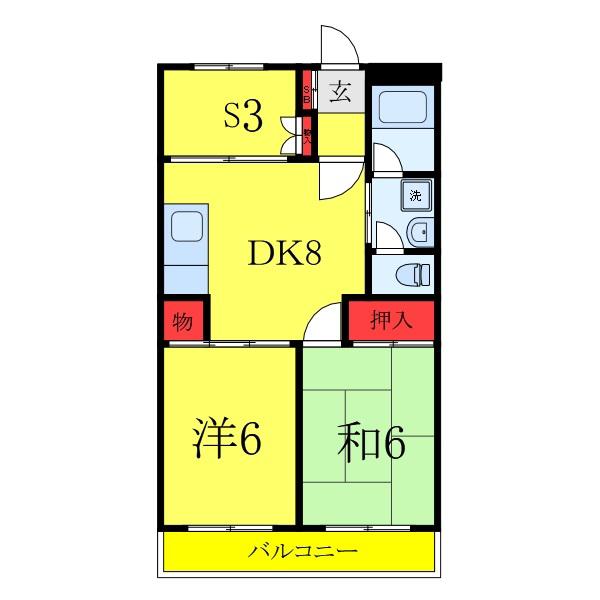 ハイツニューエイト(2SLDK/3階)の間取り写真