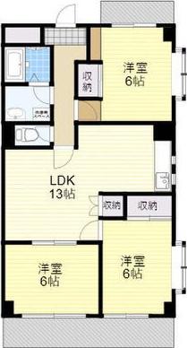 フタムラビル(3LDK/2階)の間取り写真