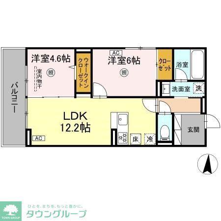 リヴィエール友丘(2LDK/2階)の間取り写真