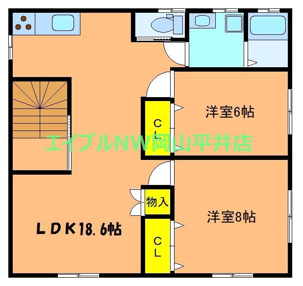 JR宇野線 備前西市駅 徒歩58分 2階建 築1年(2LDK/2階)の間取り写真