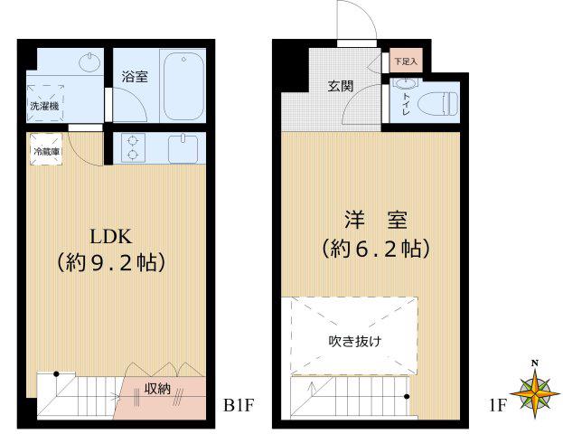 GRAVA(1LDK/B1階)の間取り写真