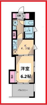 アトゥールケイ(1K/3階)の間取り写真