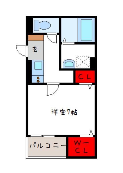 ヴェルメゾン加美東(1K/3階)の間取り写真