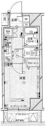 パークウェル大井町弐番館(1K/5階)の間取り写真