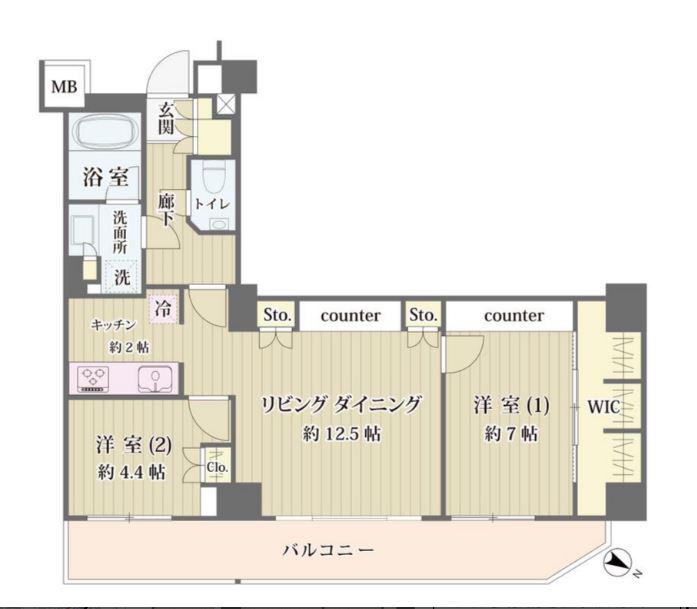 IBIS市ヶ谷旧モディア市ヶ谷(2LDK/4階)の間取り写真