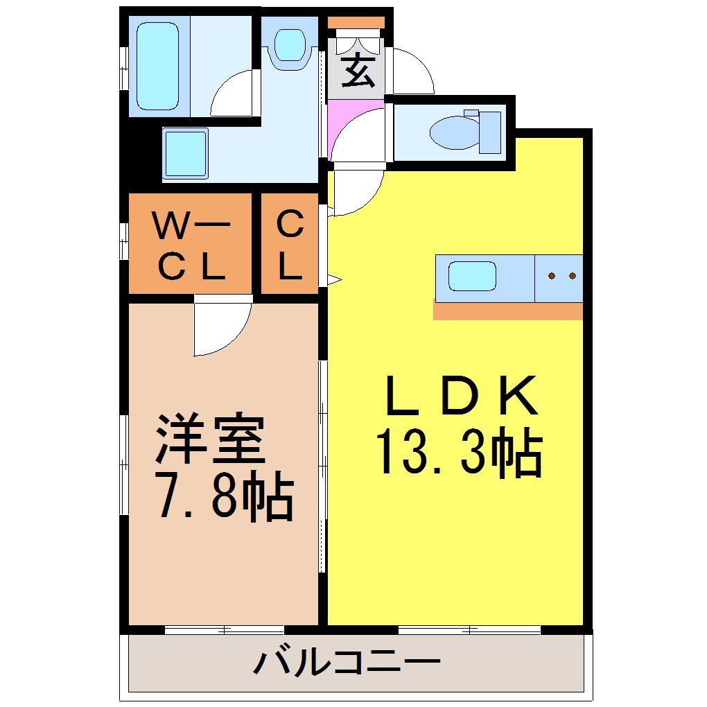 ラプーリア御器所(1LDK/3階)の間取り写真