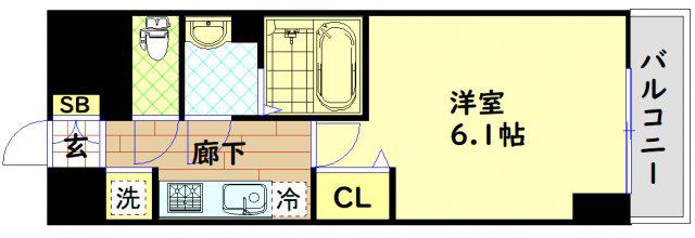 プレサンス難波クチュール(1K/7階)の間取り写真