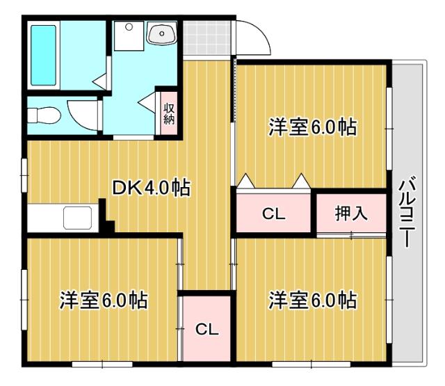 マンションエンジ(3DK/1階)の間取り写真