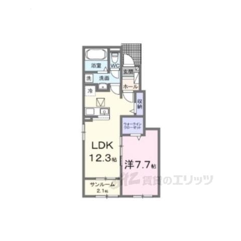 セイバリー プリムローズ Ⅱ(1LDK/1階)の間取り写真