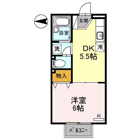 ロイヤルハイツII(1DK/1階)の間取り写真