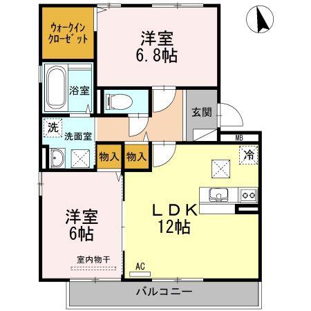 セジュールスハマB棟(2LDK/1階)の間取り写真