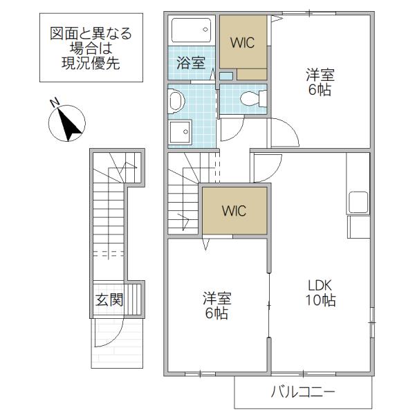 GREENVILLAA(2LDK/2階)の間取り写真