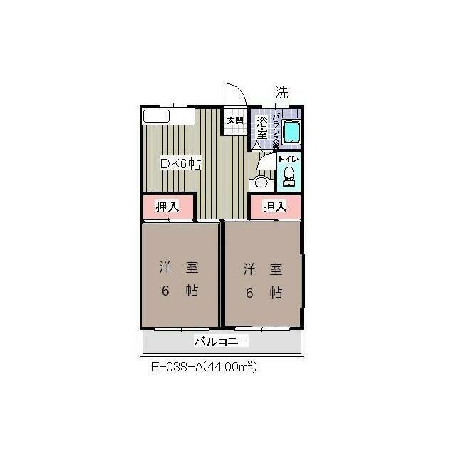 ハイツチェリー(2DK/1階)の間取り写真