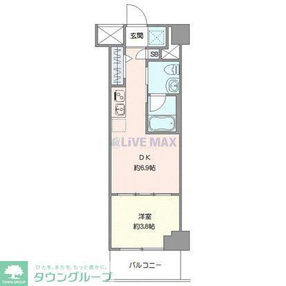 スパシエ千住大橋(1DK/2階)の間取り写真