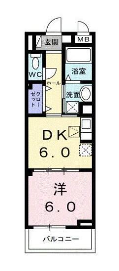 ボワ リュネール(1LDK/1階)の間取り写真