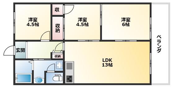グランレナジア姫路(3LDK/3階)の間取り写真